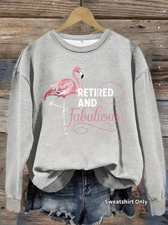 Damen Sweatshirt mit einzigartigem Flamingo-Motiv und inspirierendem Aufdruck in Grau