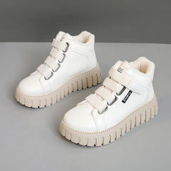 Damen High-Top Sneakers mit flauschigem Innenfutter und rutschfester Sohle in Beige