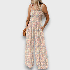 Seraphie – Floraler Jumpsuit in Beige