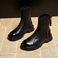 Damen Elegante und bequeme Stiefeletten aus hochwertigem Kunstleder mit seitlichem Reißverschluss in Schwarz