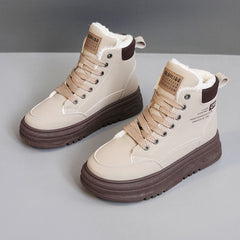 Damen High-Top Sneakers mit warmem Fleece-Futter und rutschfester Laufsohle in Khaki