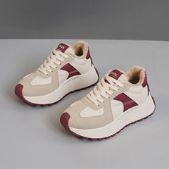 Damen Komfortable Sneakers mit warmem Innenfutter in Rot