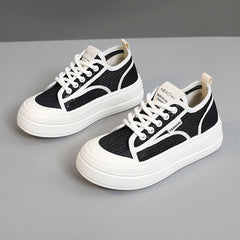 Damen modische Sneakers mit atmungsaktivem Obermaterial und dämpfender Laufsohle in Schwarz
