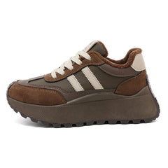 Damen Plateau Sneakers mit weich gefüttert Innenausstattung und modischen Akzenten in Braun