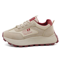 Damen Chunky Sneakers mit atmungsaktiven Mesh-Einsätzen und dämpfender Sohle in Kardinalrot