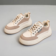 Damen Sportliche Plateau-Sneaker mit atmungsaktivem Mesh- in Khaki