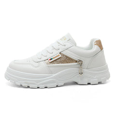 Damen Chunky Sneakers mit modischem Glitzer-Akzent und robustem Design in Weiß
