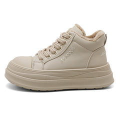 Damen High-Top Sneakers mit warmem Fleece-Innenfutter und rutschfester Laufsohle in Khaki