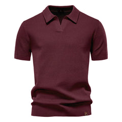 Ulrich – Strukturiertes Polo-Shirt in Weinrot