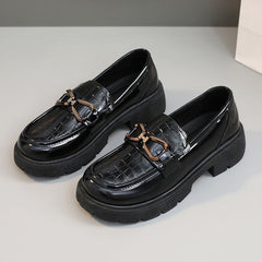 Damen Elegante und bequeme Loafer mit modischem Schnallen-Design in Schwarz