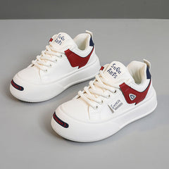 Damen Sneakers mit modischem Design und erhöhter Plateau-Sohle in Beige