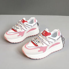 Damen Sportliche Chunky Sneakers mit atmungsaktiver Mesh-Oberfläche und dämpfender Laufsohle in Rosa