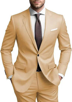 Herren Hochzeitsgast Anzug | Blazer und Hosen in Beige
