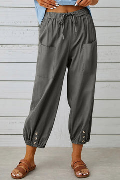 Tracy - Modische Haremshose mit Knopfdetail für einen trendigen Look in Schwarz grau