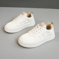 Damen modische Sneakers mit rutschfester Laufsohle und atmungsaktiver Konstruktion in Beige