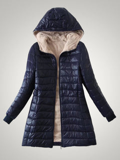 Ute | Damen Winter Fleece Gefütterte Daunenjacke in Marineblau