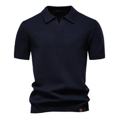 Ulrich – Strukturiertes Polo-Shirt in Marineblau