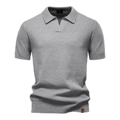 Ulrich – Strukturiertes Polo-Shirt in Hellgrau