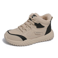 Damen trendige High-Top Sneakers mit weichem Fleece-Futter und rutschfester Laufsohle in Schwarz