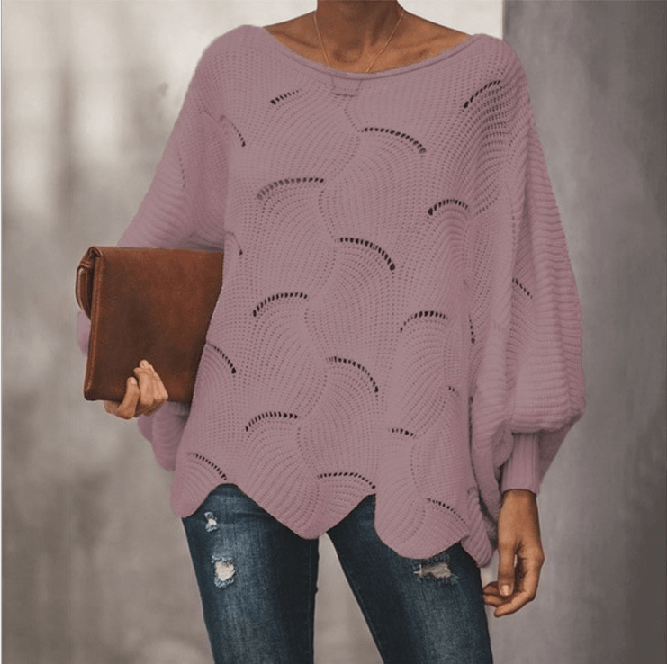 Damen Gestrickte Bluse mit Fledermausärmeln für Sommer