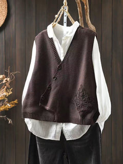 Elaine | Elegante Strickweste in Kaffeefarbe
