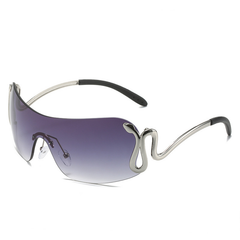 Damen Y2K Übergroße Sonnenbrille | Stylisch in Gradient Blau