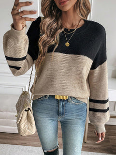 LÄSSIGER RUNDHALS-PULLOVER | KOMFORTABEL UND STILVOLL in Camel