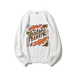 Damen Sweatshirt mit buntem Herbstmotiv und inspirierendem Schriftzug in Weiß