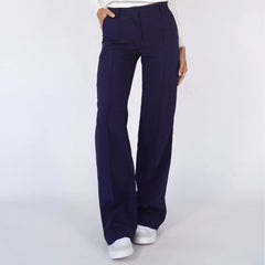 Marlene | Damen Weite High-Waist Marlenehose in Blau