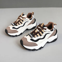 Damen trendige Chunky Sneakers mit atmungsaktivem Mesh und stabiler Sohle in Camel
