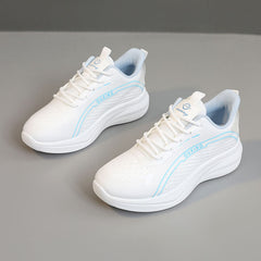 Damen Lauf-Sneaker mit atmungsaktivem Mesh-Obermaterial und dämpfender Sohle in Weiß