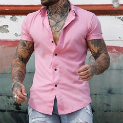 Manfred | Herren Elegantes Slim Fit Kurzarm Hemd in Rosa
