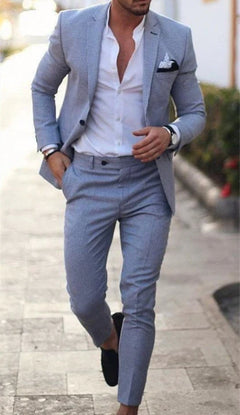Herren Sommer 2-Teiliger Hochzeitsgast Anzug | Blazer und Hose in Blau 2