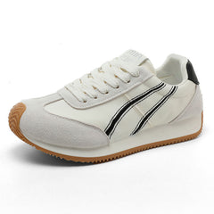 Damen modische Sneakers mit flexibler Laufsohle und stylishem Obermaterial in Creme