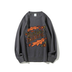 Damen Sweatshirt mit buntem Herbstmotiv und inspirierendem Schriftzug in Grau