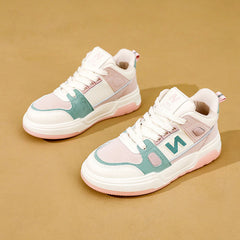 Damen Sportliche High-Top Sneakers mit modischem Design und atmungsaktiver Oberflächenstruktur in Rosa
