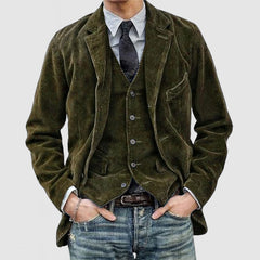 Winterjacke Herren Set Blazer Weste | Vielseitig in Grün