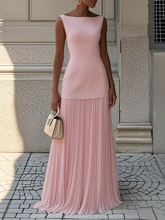 Serena - Faltenmaxikleid in ROSA
