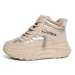 Damen High-Top Sneakers mit isolierendem Fleece-Futter und rutschfester Laufsohle in Khaki