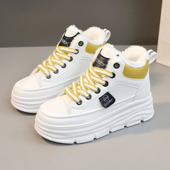 Damen Winterliche High-Top Sneakers mit luxuriösem Fleece-Futter in Gelb