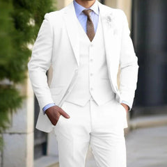 Herren Moderne Hochzeitsgast Anzug | Dreiteiliges in Weiß