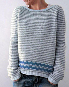 RUNDHALS DAMENPULLOVER | ELEGANTER KOMFORTSTIL in Streifen