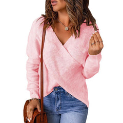 Damen KREUZ STRICKPULLOVER | MODERNER, BEQUEMER STIL in Rosa