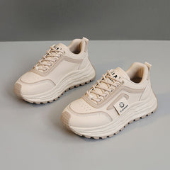 Damen Sportliche Chunky Sneakers mit rutschfester Gummisohle und atmungsaktivem Obermaterial in Khaki