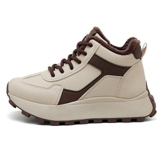 Damen High-Top Sneakers mit kuscheligem Innenfutter und robustem Profil in Braun