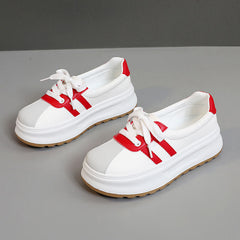 Damen modische Plattform Sneakers mit trendigem Metallic-Design in Rot