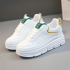 Damen modische Plateau Sneakers mit dämpfender Laufsohle und atmungsaktivem Obermaterial in Grün