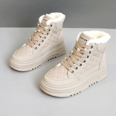 Damen High-Top Sneakers mit warmem Fleece-Futter und rutschfester Sohle in Aprikose