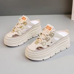 Damen Chunky Slip-On Sneakers mit funkelnden Akzenten und bequemer Dämpfung in Khaki