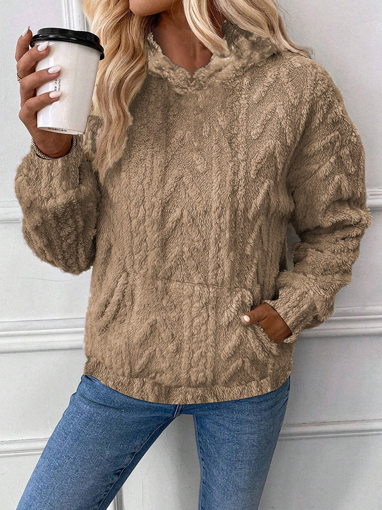 DAME PULLOVER MIT KAPUZE | WEICHER PLÜSCH KOMFORT